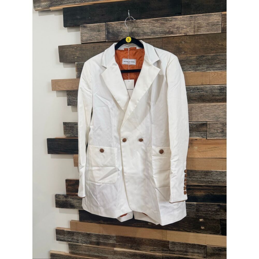 Michele Negri NWT double breasted blazer jacket suede buttons euro size 48 US L